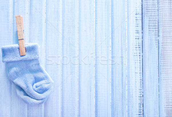 Baba zokni születésnap keret kék levél Stock fotó © tycoon