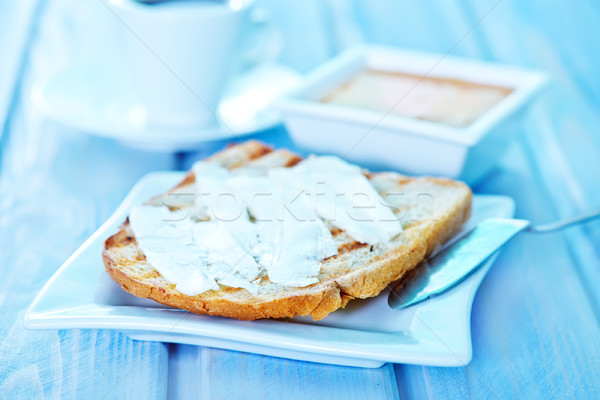 Zdjęcia stock: śniadanie · masło · słodkie · jam · tablicy · kawy