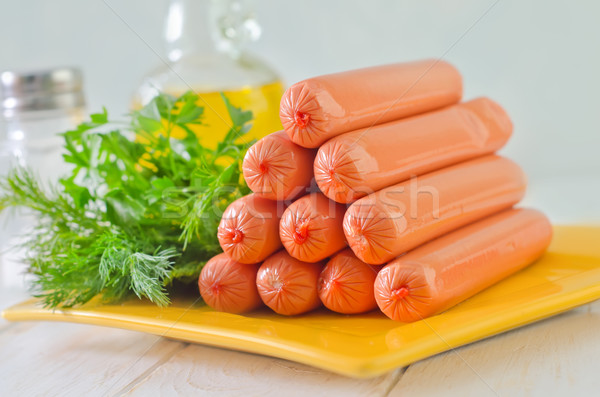 Worstjes voedsel achtergrond groene diner vlees Stockfoto © tycoon