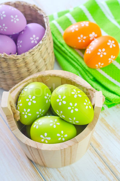 Ovos de páscoa páscoa pintar tabela verde grupo Foto stock © tycoon