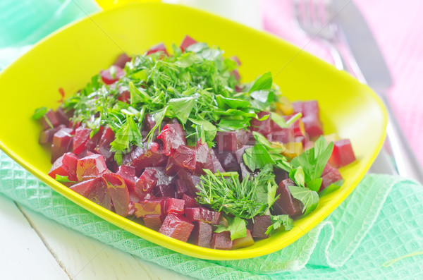 Salata gıda yağ kırmızı plaka beyaz Stok fotoğraf © tycoon