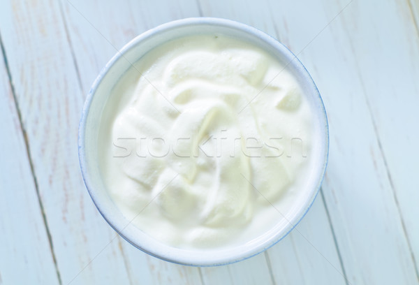Panna acida alimentare tavola blu bianco crema Foto d'archivio © tycoon
