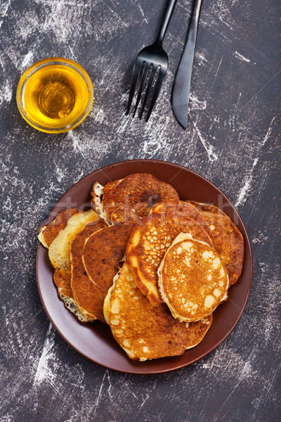 Pannenkoeken plaat tabel voedsel achtergrond cake Stockfoto © tycoon