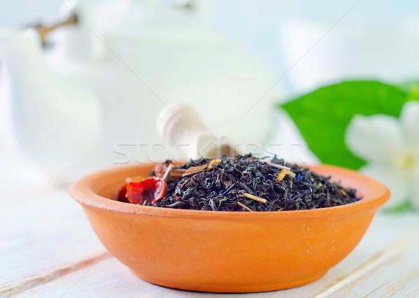 Yasemin çay çanak tablo gıda arka plan Stok fotoğraf © tycoon