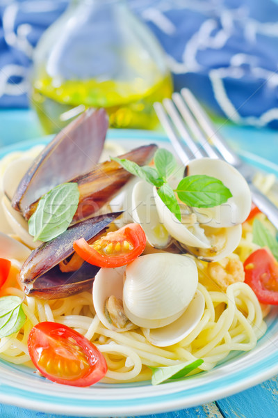 Stock photo: spaghetti with seafood