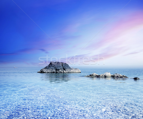 Zee kust strand hemel zon licht Stockfoto © tycoon