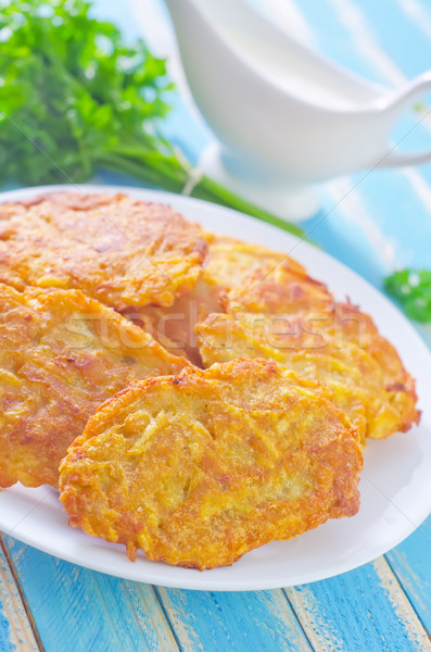 Stockfoto: Pannenkoeken · aardappel · keuken · restaurant · diner · vork