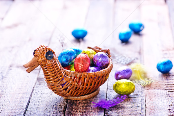 Húsvéti tojások csokoládé tojások szín húsvét boldog Stock fotó © tycoon