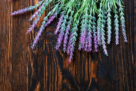 Lavendel houten tafel houten papier natuur schoonheid Stockfoto © tycoon