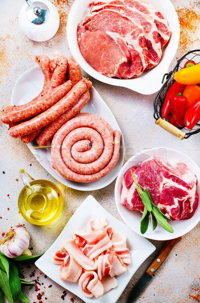 raw meat and sausages Stock photo © tycoon
