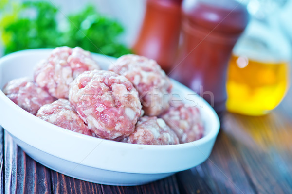 Stock photo: raw meatballs