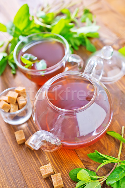Mięty herbaty szkła tle muzyka śniadanie Zdjęcia stock © tycoon