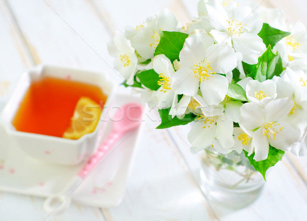 Yasemin bahar arka plan çay fincan beyaz Stok fotoğraf © tycoon