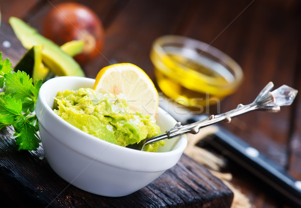 Avocado Sauce Schüssel Tabelle grünen Kalk Stock foto © tycoon