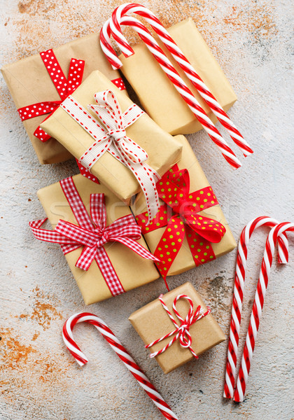 Karácsony doboz ajándék cukorka sétapálca asztal Stock fotó © tycoon