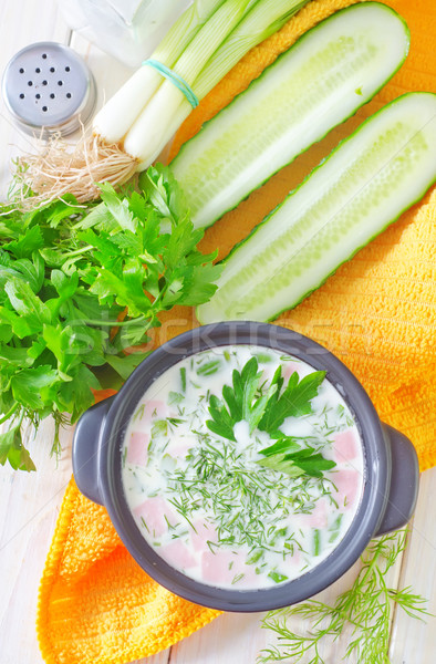 Frio sopa verde cor cozinhar colher Foto stock © tycoon