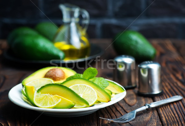 Foto stock: Aguacate · ensalada · placa · mesa · alimentos · verde