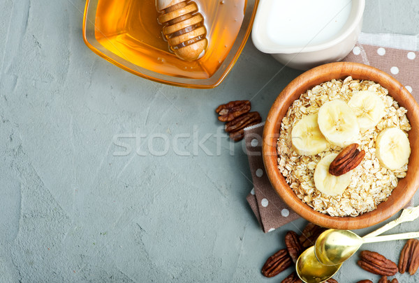 Stockfoto: Ontbijt · haver · honing · noten · banaan