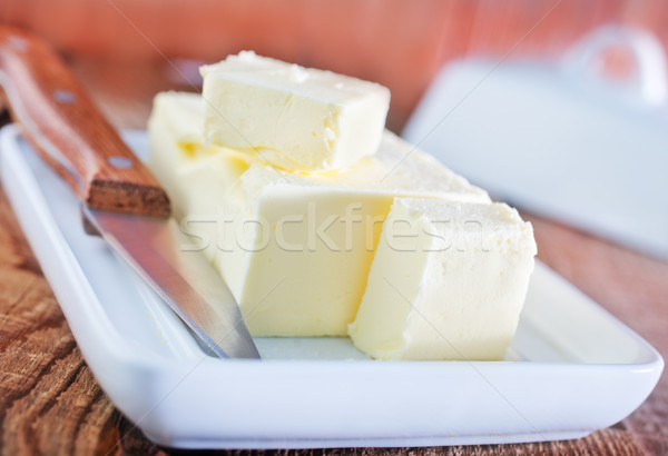 Beurre couteau table en bois fond cuisine table Photo stock © tycoon