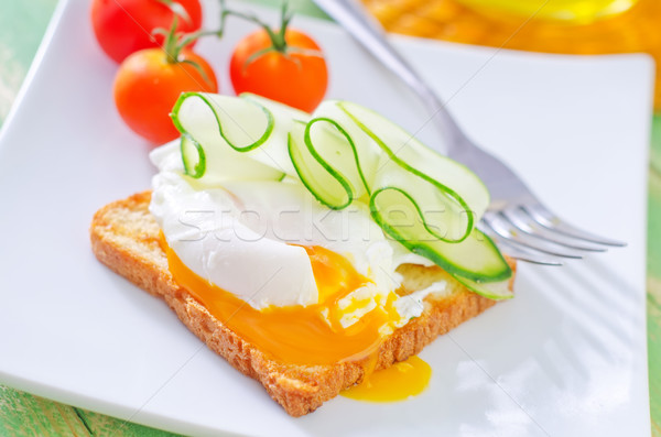 toast with poached eggs Stock photo © tycoon