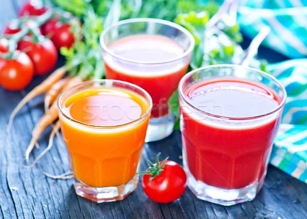 Foto stock: Verduras · frescas · jugo · vidrio · mesa · verde · arco · iris