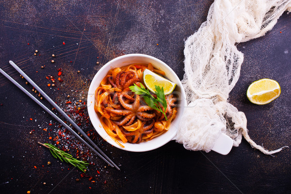 spaghetty with shrimps Stock photo © tycoon