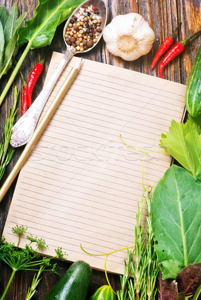 сведению рецепт Spice таблице продовольствие ноутбук Сток-фото © tycoon