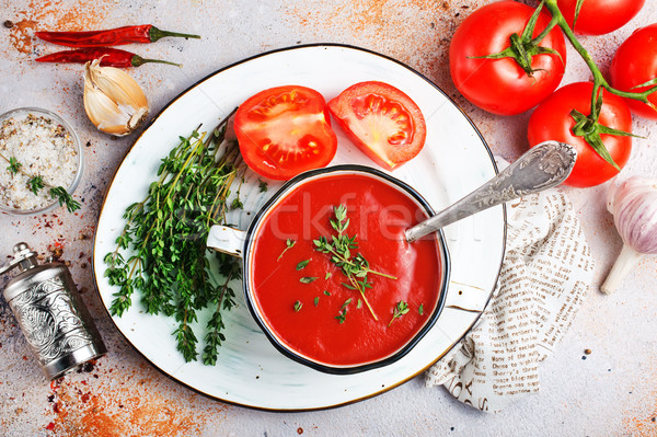 Tomatensoep vers kom soep tomaat Rood Stockfoto © tycoon