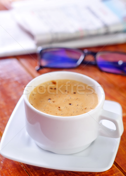 Kaffee Zeitung News Gläser trinken Studie Stock foto © tycoon