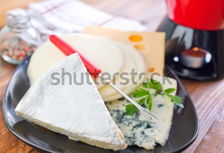 Tofu ser stół kuchenny niebieski tablicy czarny Zdjęcia stock © tycoon