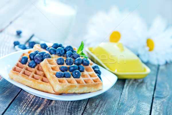 Gaufre myrtille plaque table fruits lait [[stock_photo]] © tycoon