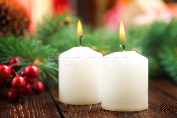 Kaarsen lint tabel christmas decoratie dood Stockfoto © tycoon