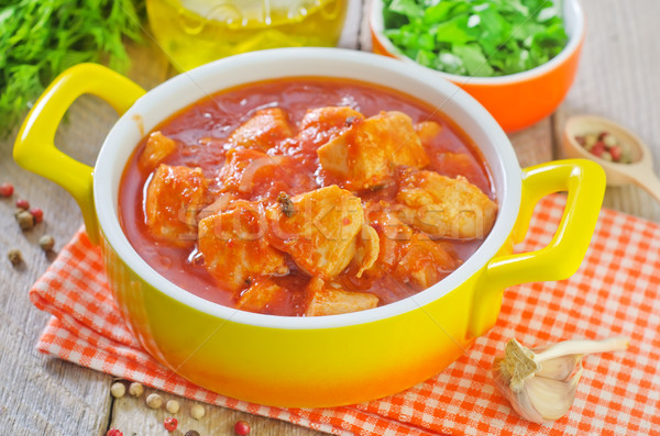 Stock photo: chicken with tomato sauce