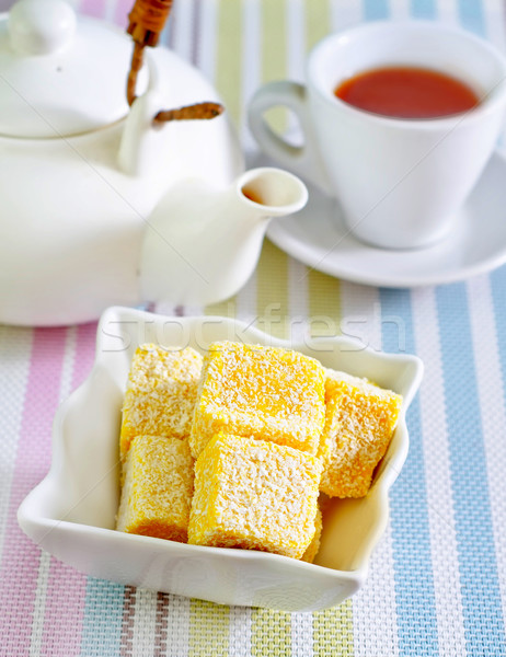 Radość obiedzie kolor kubek biały deser Zdjęcia stock © tycoon