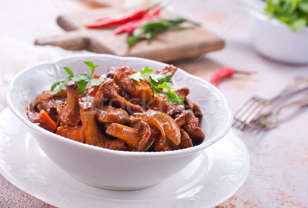 fried mushrooms with vegetables Stock photo © tycoon