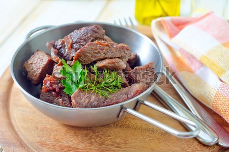 Foto stock: Frito · carne · cena · tienda · bordo · comer