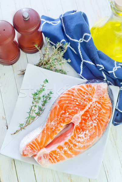 Foto stock: Salmão · bife · peixe · jantar · vermelho