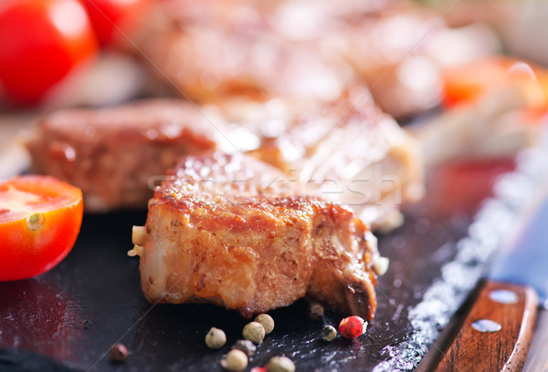 Sült kotlett hús fűszer asztal étel Stock fotó © tycoon
