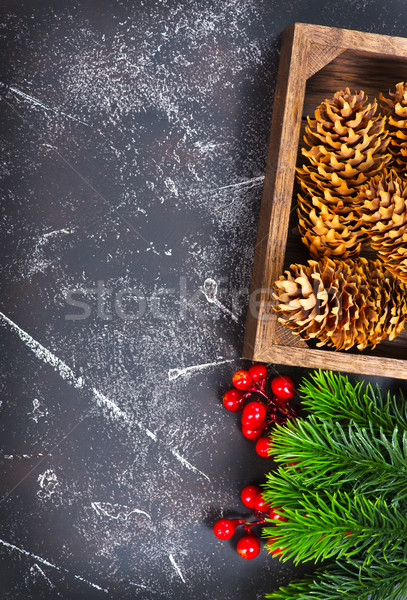 Crăciun decorare ramură tabel lemn proiect Imagine de stoc © tycoon