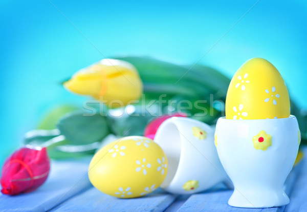 Ovos de páscoa flores tabela flor amor madeira Foto stock © tycoon