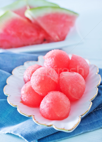 Foto stock: Melancia · comida · madeira · natureza · fruto · jardim