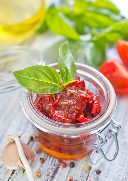 Trocken Tomaten Essen Hintergrund Salat weiß Stock foto © tycoon