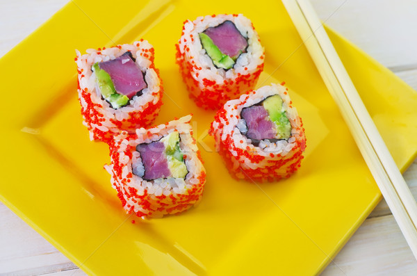 Foto stock: Sushi · comida · peixe · jantar · branco · japonês