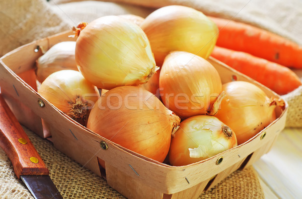 Zwiebel Karotte Holz rot Markt Essen Stock foto © tycoon