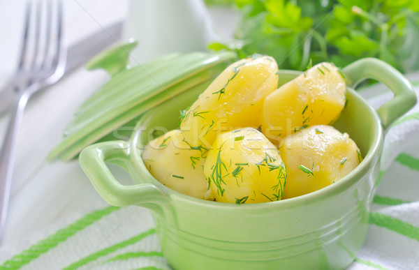 boiled potato in green bowl Stock photo © tycoon