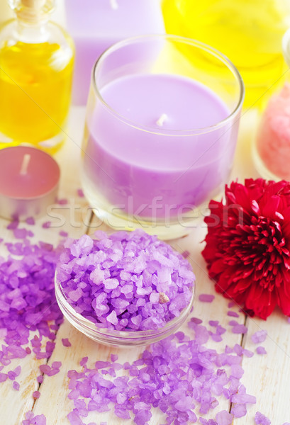 Stock photo: Violet sea salt for spa and candle