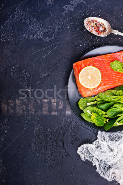 Lazac citrom friss spenót diéta étel Stock fotó © tycoon