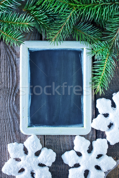 Weihnachten Dekoration Schneeflocken Holz Holz Rahmen Stock foto © tycoon