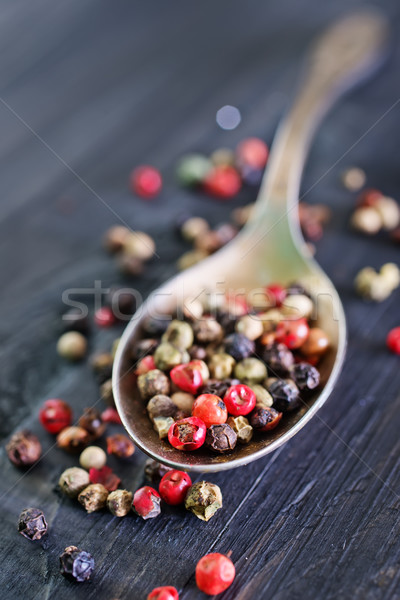 胡椒 金屬 勺子 表 食品 商業照片 © tycoon