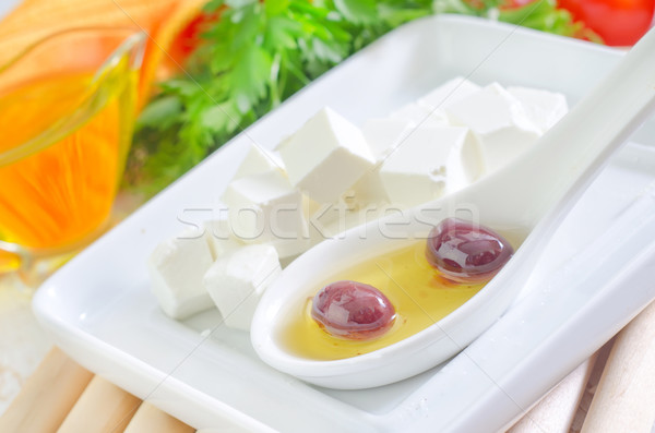 Glas Blauw melk ontbijt witte Stockfoto © tycoon